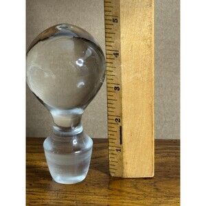 MCM Clear Solid Round Glass Decanter Stopper Heavy Vintage